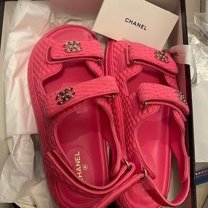 Pink dad Chanel sandals size 8